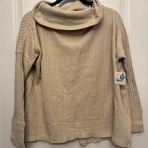Free People Cream Cowl Neck Top